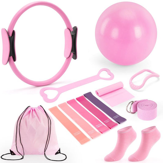 Pilates Kit with Pilates Equipment and Pilates Ring and Ball Set, 13-Piece Pilates Essentials Kit for Women for Home Workouts with Resistance Bands, Yoga Strap, Stretch Band, Arm Trainer & Socks