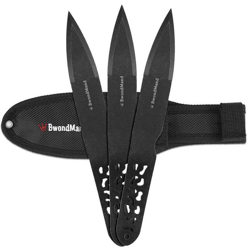 BwondMand Throwing Spikes Set, 9.25 inches Throwing Set 0.236" Thick Stainless Steel Throwing Spikes, 3 Pack Throwing Set with Nylon Sheath for Beginners or an Expert