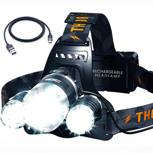 TDC Headlamp Rechargeable USB-C, 1080 Lumen, Super Bright Head Lamps Led Rechargeable, Waterproof Head Lights for Forehead, Head Flashlight for Adults