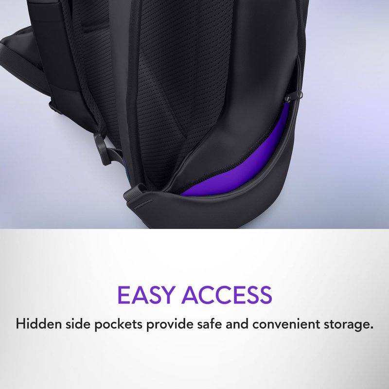 Alienware 16 Backpack - AW5625P - 21L Capacity, 3D Breathable mesh, Magnetic pocket organizers, RFID safe pocket, Weather resistant, 3D Iridescent reflective Alienware logo - Alienware Black