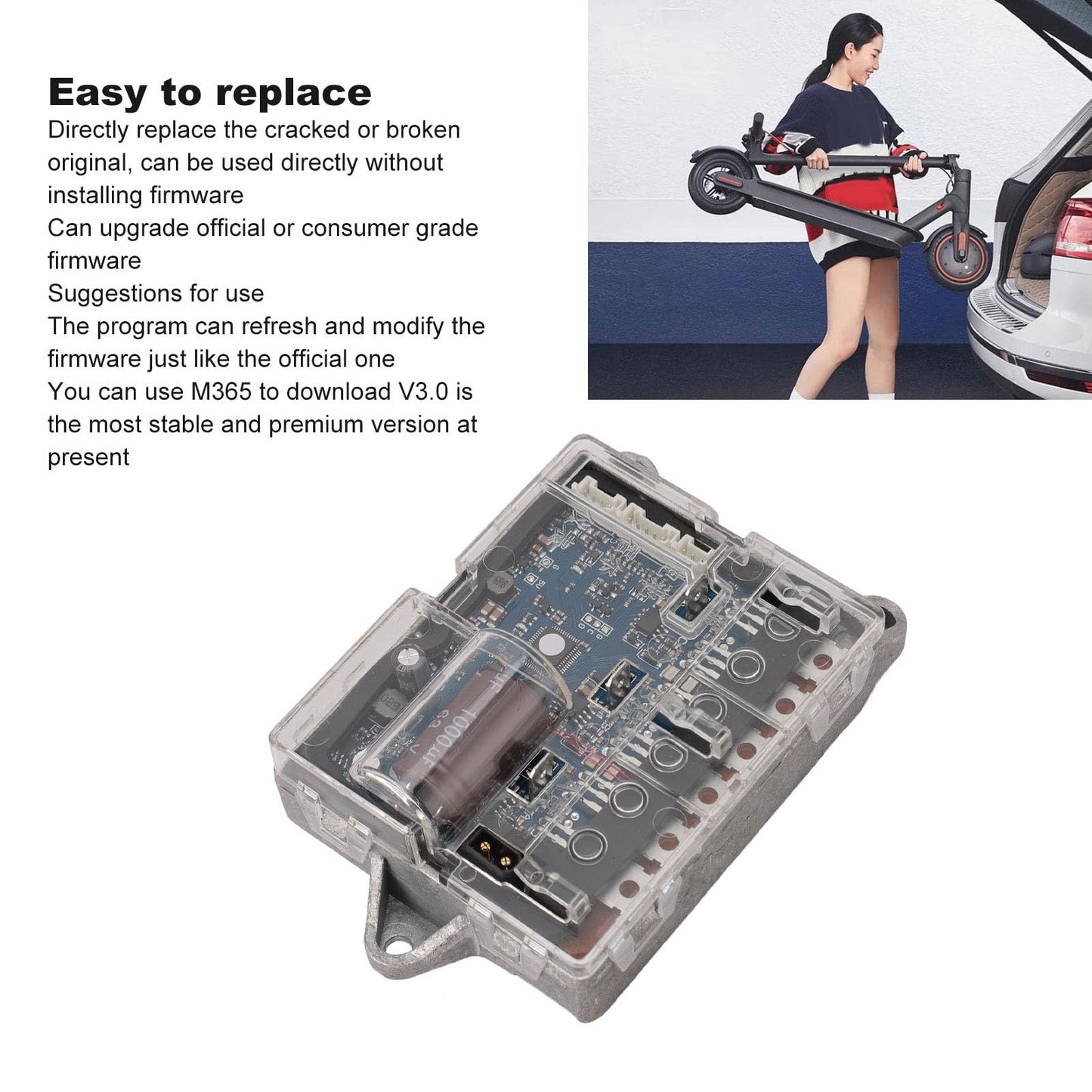 Heayzoki Control Board Replacement for M365 V3.0, Mainboard Dashboard Controller Board Replacement for M365 1s Essential Electric Scooter, Heayzokifsm0bkqxe9