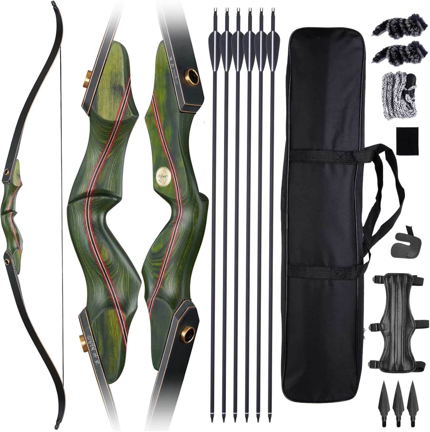 Archery 60" Recurve Bow and Arrow Set - 30-50lbs Right Hand Wooden Bow for Outdoor Hunting & Practice | Beginner Kit