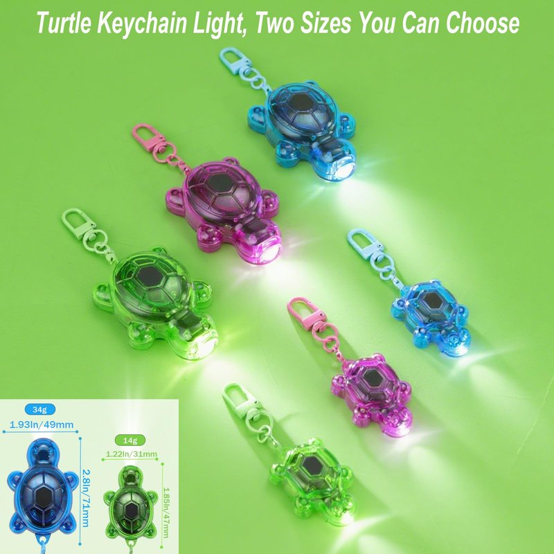 3PCS Set Turtle Keychain Flashlights, 7 Modes LED & SOS Emergency Rechargeable Mini Flashlight Key Ring Handbag Bag Purse Keychains Set Nurse Animal Keychain Lights, Outdoor Adventures (Small)