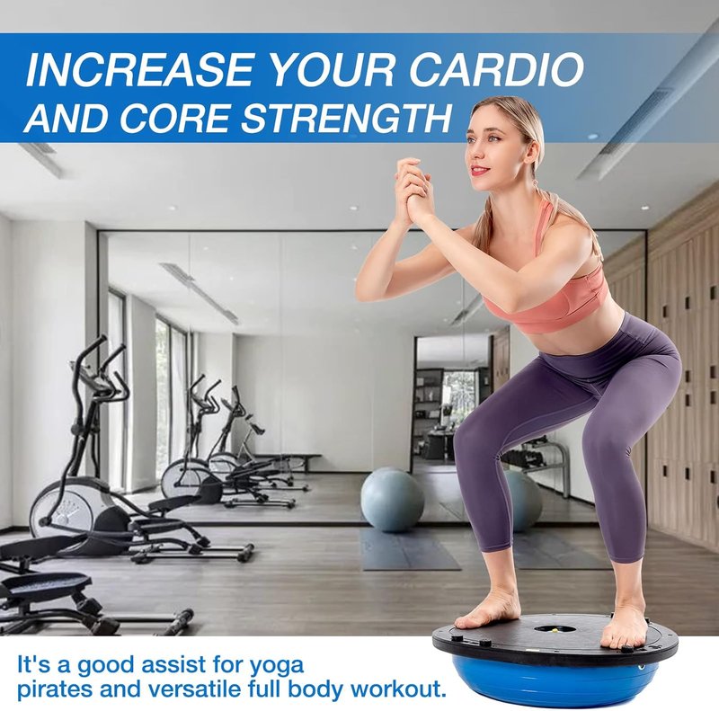 Half Balance Ball Trainer - Yoga Exercise Ball with Resistance Bands & Pump | Stability Training for Home Gym Fitness