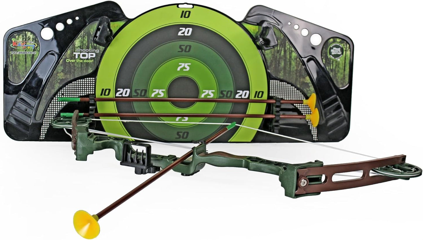 Archery Compound Bow and Arrow Training Set - 3 Target-Tip Arrows & Large Target Board for Skill Development
