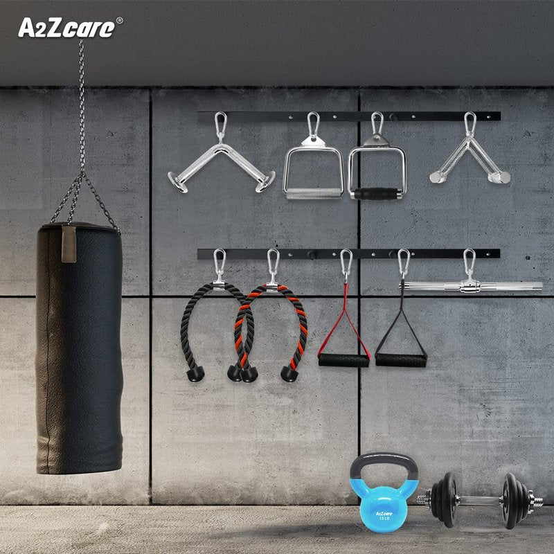 A2ZCARE Tricep Rope Cable Attachment with Snap Hook, Rope Pull Down Attachment Gym Rope Pull Down for LAT Pulldown Machine - 27 & 36 inch with Black & Red (E. 36" Black & Red + Single Tricep Rope)