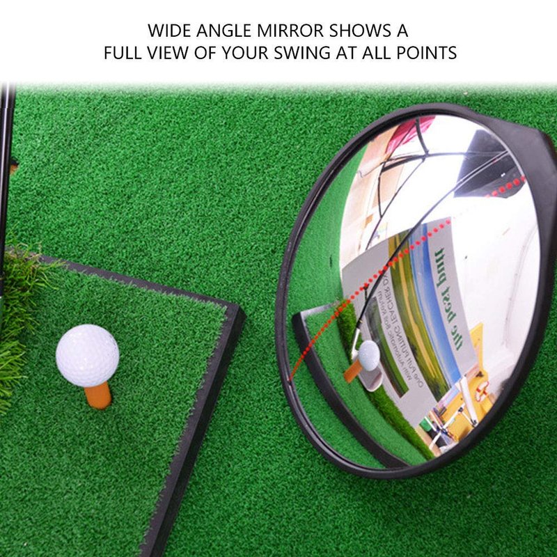 equlup Golf Mirror, 360Degrees Full Swing Putting Convex 25cm/9.8in Diameter Practice Training Aid with Adjustable Angle Stable Stand for Beginners and Enthusiasts