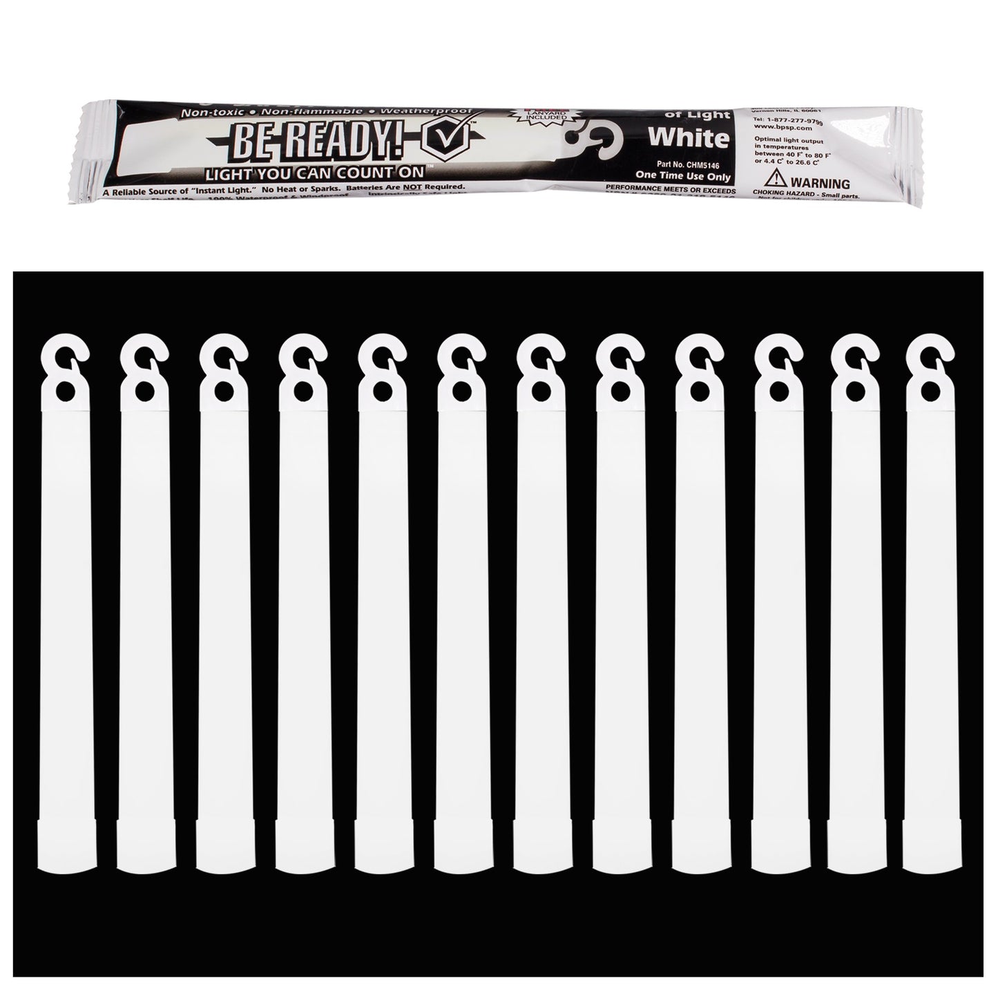 Be Ready - Industrial 12 Hour Illumination Emergency Safety Chemical Light Glow Sticks (24 Pack White)