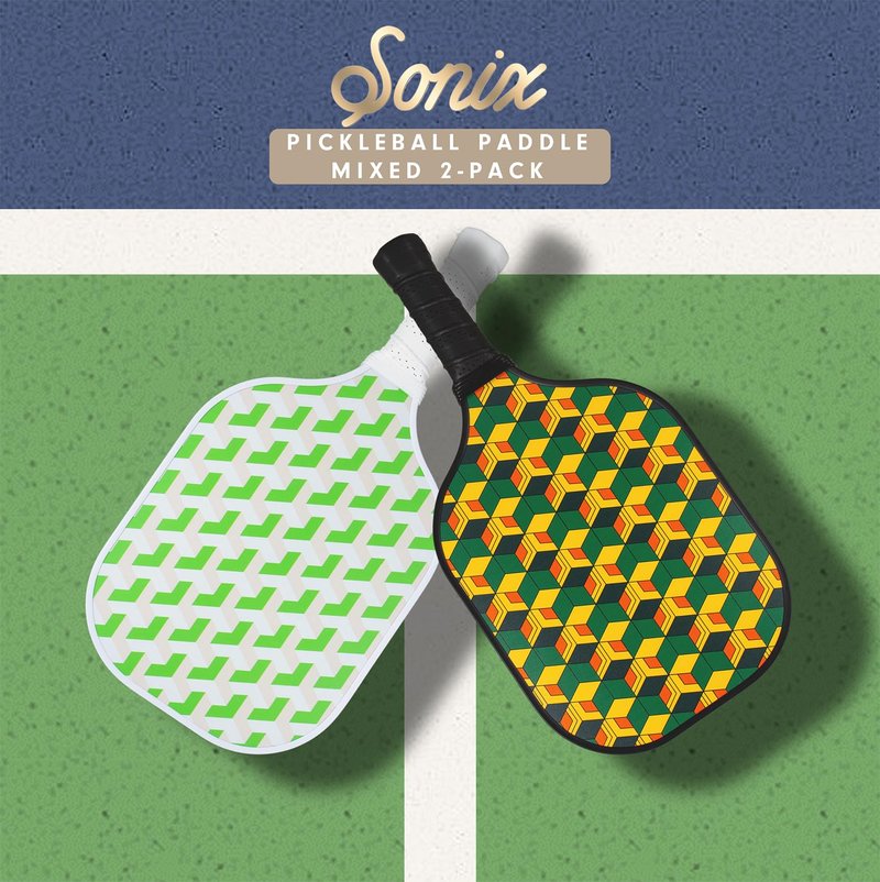 Sonix | Pickleball Paddles Set of 2 | USAPA Approved | Fiberglass Surface, Honeycomb Core | Mixed 2-Pack Paddles | Pastel Geo, Trad Geo