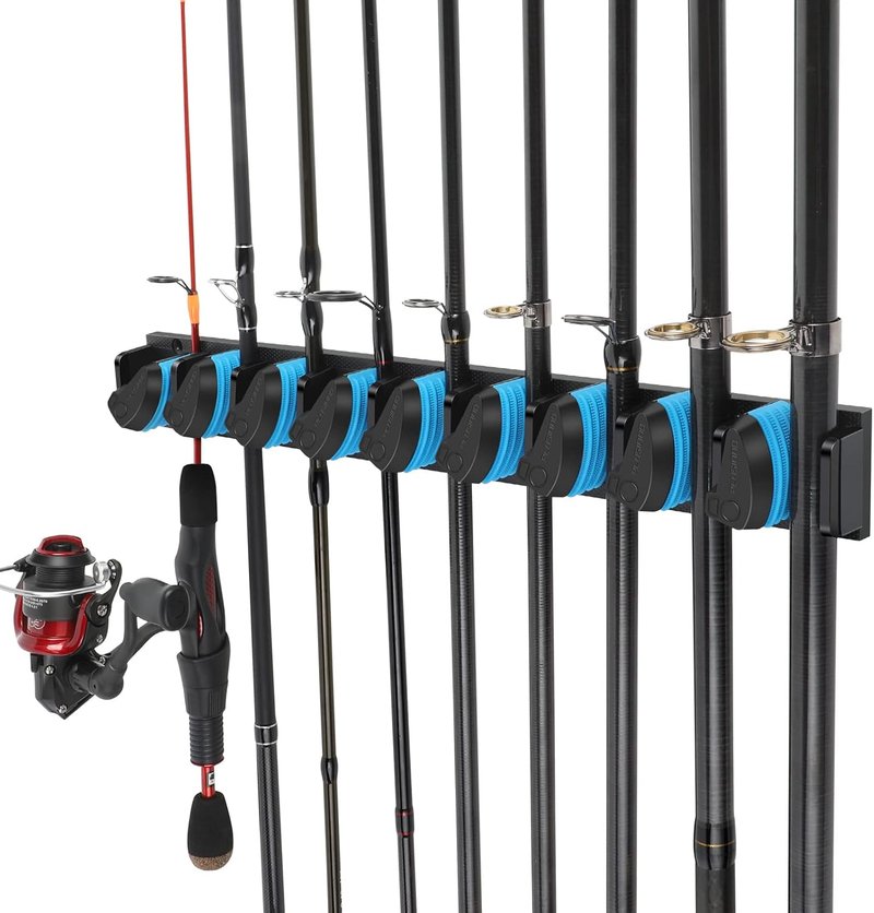 Vertical Fishing Rod Holder - Wall Mounted Fishing Rod Rack | Black Fish Claw Control Device LS08-03