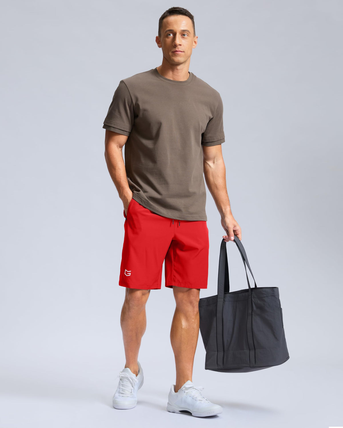 G Gradual Men's Athletic Running Shorts with Zipper Pockets Quick Dry 7"/ 5"/ 9" Workout Gym Shorts for Basketball Hiking(Deep Red,9M)
