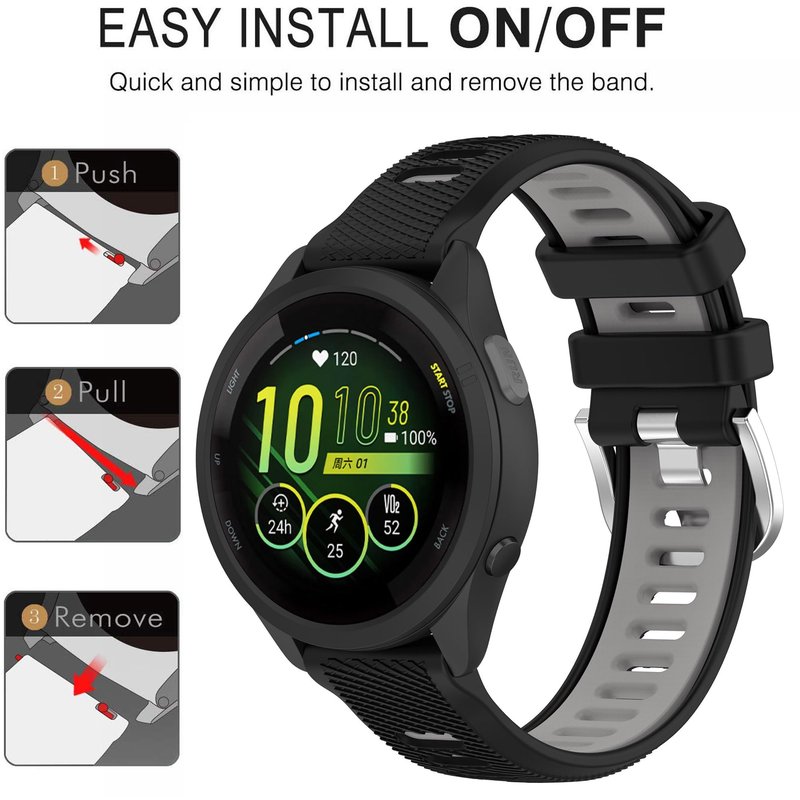 Band for Garmin Forerunner 265, 22mm Quick Release Silicone Replacement Band for Garmin Forerunner 255/ Venu 3/ Venu 2/ Vivoactive 4 (No Tracker)