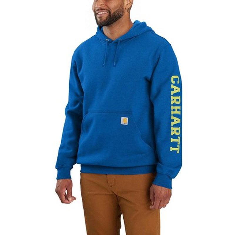 Carhartt Men's Rain Defender® Loose Fit Midweight 1889 Graphic Sweatshirt, Beacon Blue Heather, Large