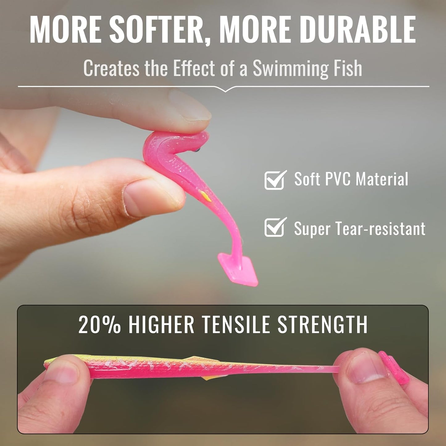 TRUSCEND Soft Fishing Lures - Pre-Rigged Swimbaits with BKK Hooks for Bass, Trout & Walleye | Trembly Sinking Design