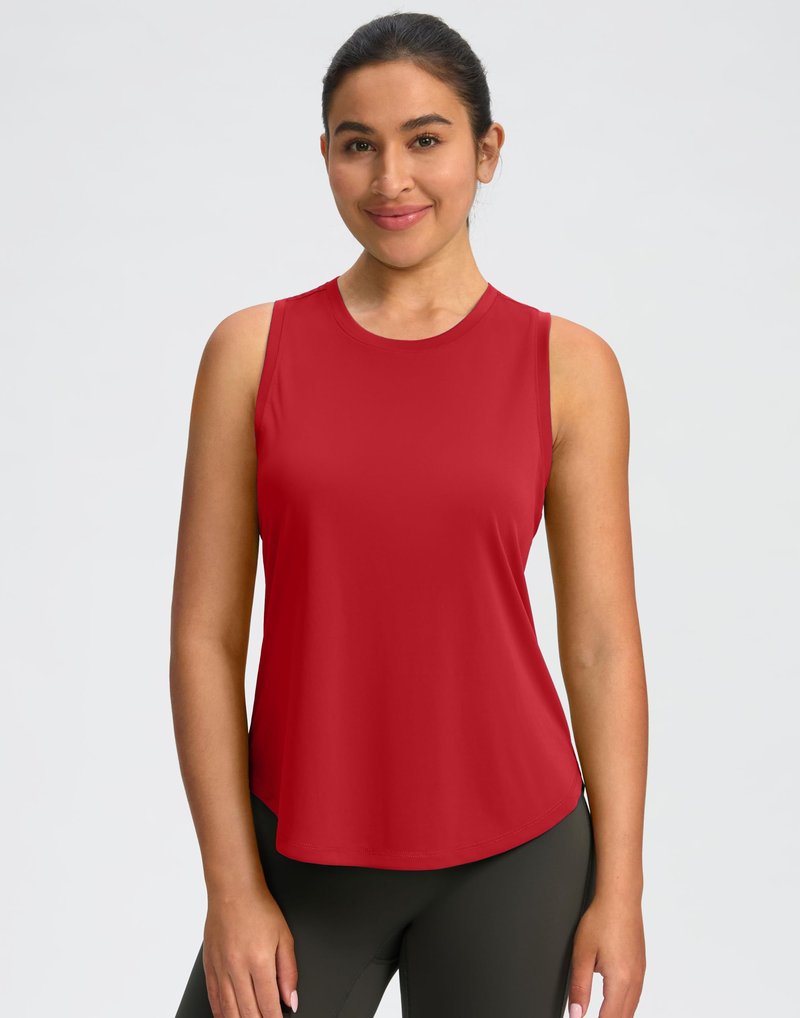 SANTINY Women's Sleeveless Workout Tops Lightweight Tennis Yoga Gym Athletic Running Shirts Racerback Tank Tops for Women (Red_M)