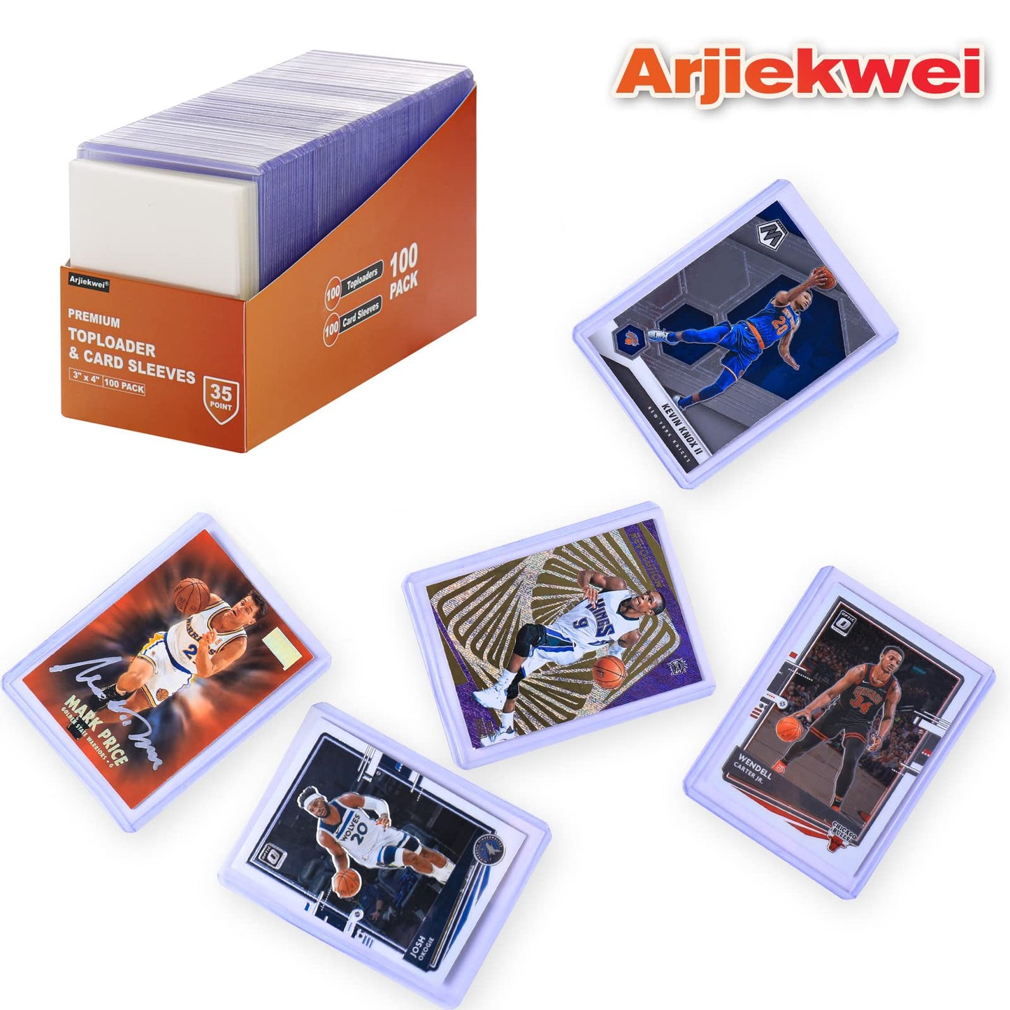 2000 Card Sleeves Top Loaders for Cards, Arjiekwei 3"X4" Baseball Card Protectors Hard Plastic, Premium Toploaders Card Holder for Sports Football Trading Cards (1000 Toploaders + 1000 Penny Sleeves)