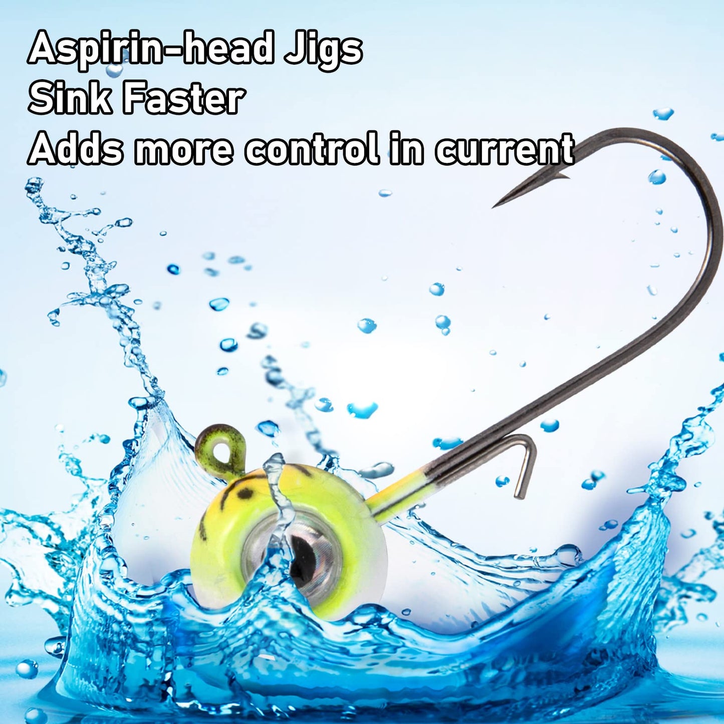 Dr.Fish 10 Pack 3D Eye Fishing Jig Heads Ball Swimbait Jig Saltwater Freshwater Bass Walleye Fishing Hooks Crappie Trout 1/16oz Pink/Yellow