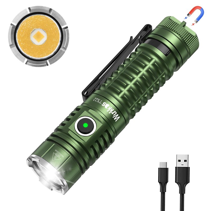 Wurkkos LED Flashlight High Lumen Rechargeable - TS22 4800 lm Super Bright 70.3 HI LED Flashlight USB C Charging IP68 - Constant Current Output Flashlight for Dog Walking Ramping Emergency Hiking