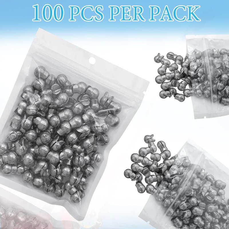 Split Shot Fishing Weights - 100Pcs Removable Lead Sinkers for Freshwater & Saltwater | Open Mouth Design