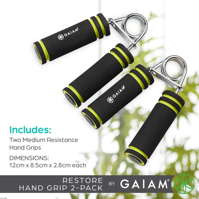 Gaiam Restore Hand Grip 2-Pack - Hand Strengthener Grips Foam Handle Medium Resistance for Physical Therapy, Arthritis, Carpel Tunnel, Finger, Forearm & Hand Pain Relief