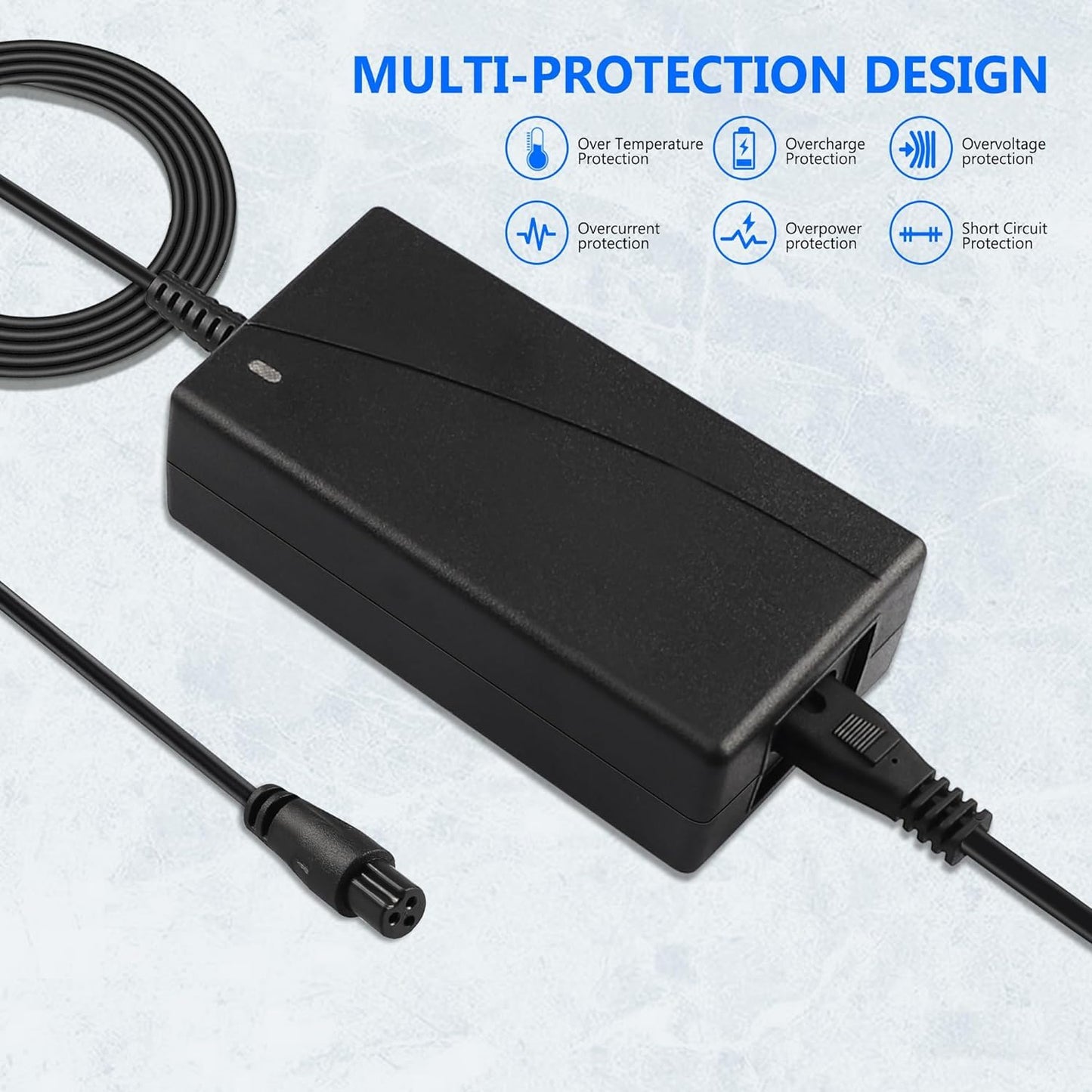 0.31inch 42V 2A Power Adapter with 3-Prong Inline Connector for Dirt Quad, Pocket Mod, Sports Mod 36V Lithium Battery Power Supply - Compact/Portable Charger
