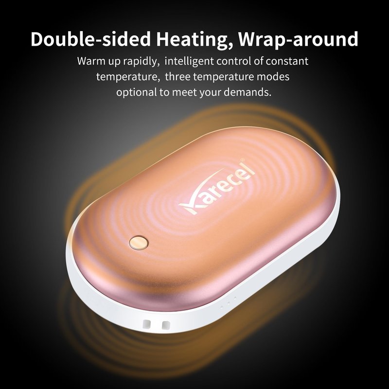 Karecel Hand Warmers Rechargeable 2 Pack, 10400mAh Double-Sided Heat Electric Handwarmers, 4-inch Full-Surface Heat, Reusable Portable Camping Hand Warmer, Gifts Men for Christmas, Winter Essentials