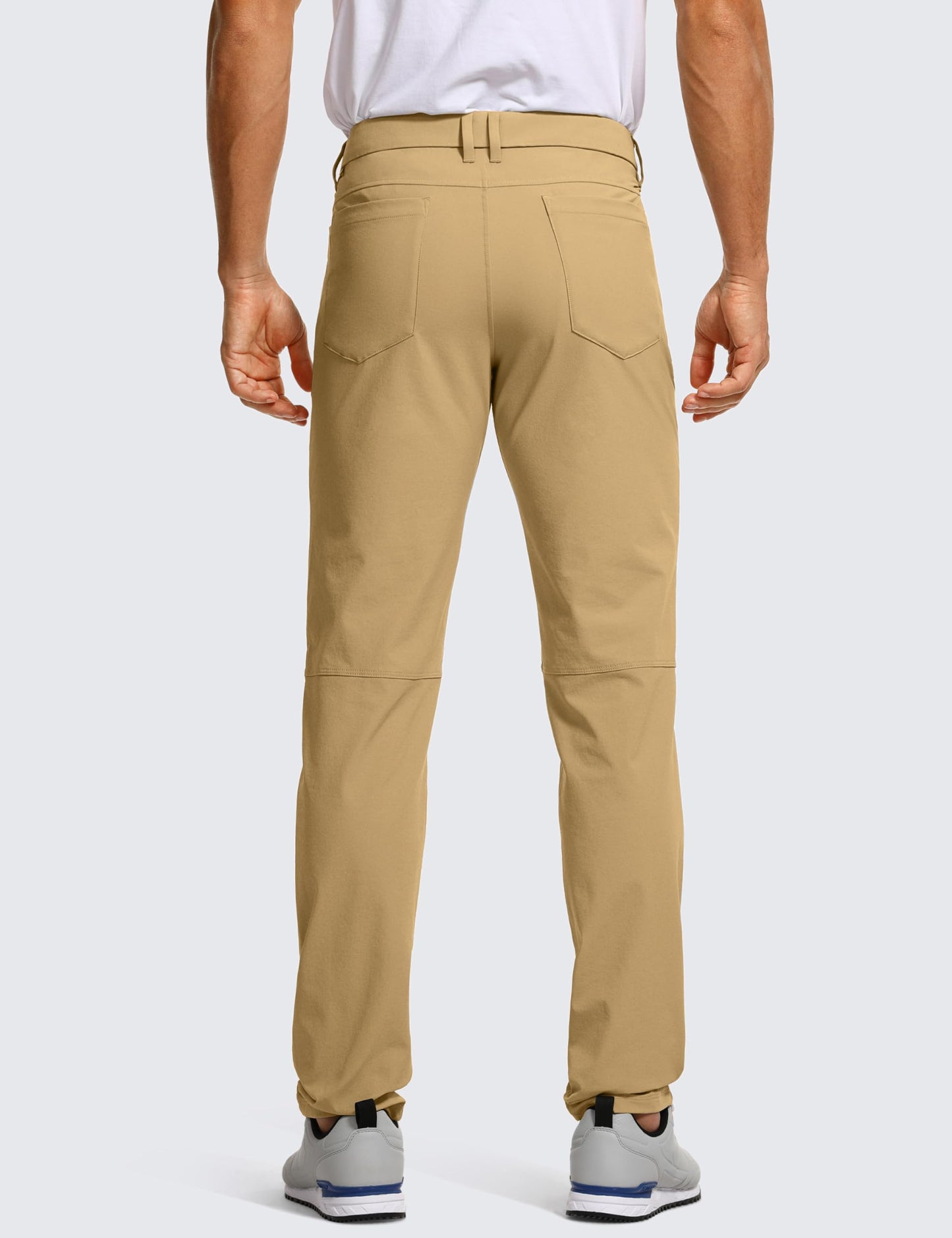 CRZ YOGA Men's All Day Comfy Golf Pants with 5-Pocket - 30"/32"/34'' Quick Dry Lightweight Casual Work Stretch Pants Khaki Sand 31W x 30L