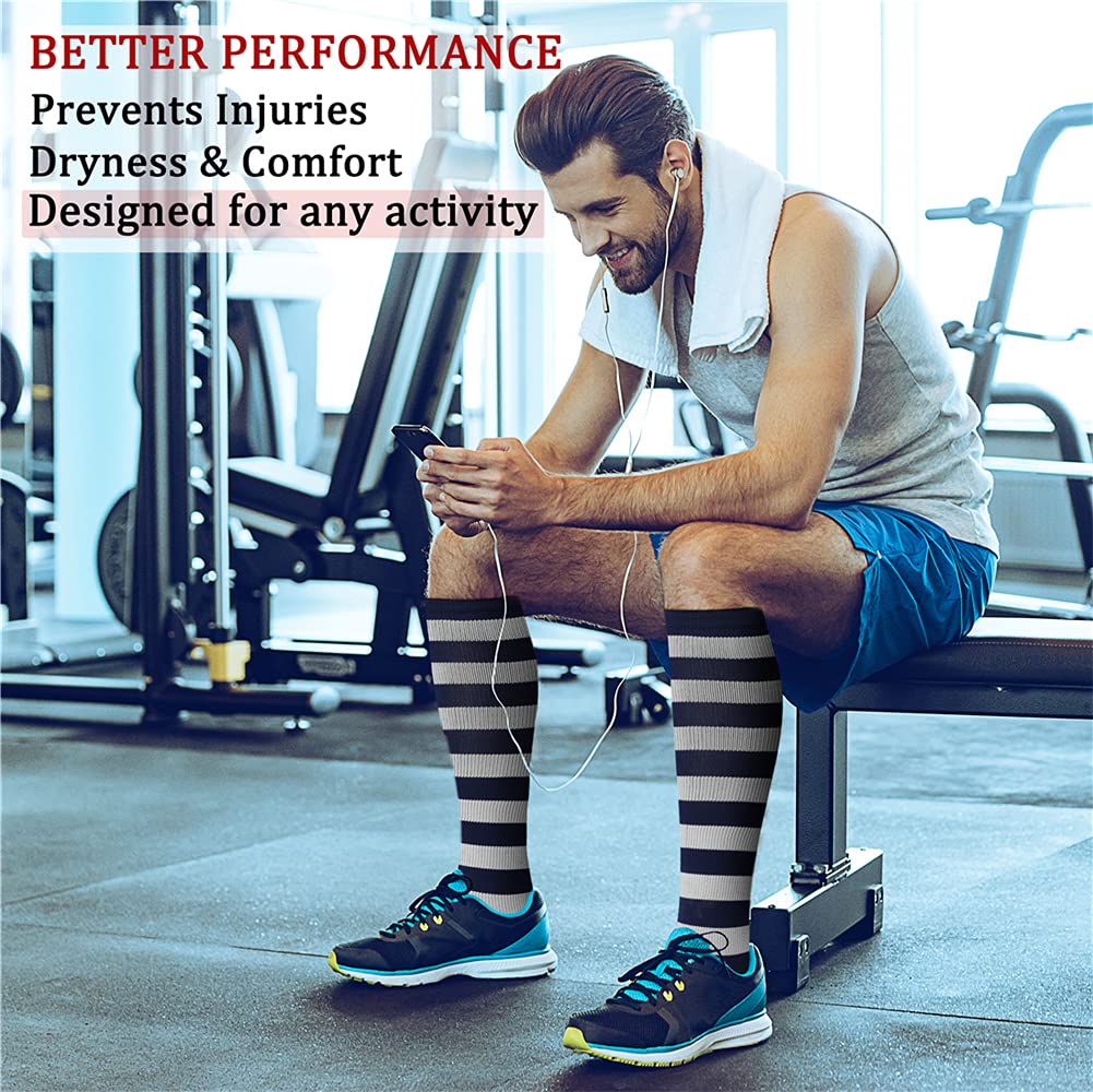 CHARMKING Compression Socks for Women & Men (8 Pairs) 15-20 mmHg Graduated Copper Support Calf Socks are Best for Pregnant, Nurses - Boost Performance, Circulation, Knee High Wide Calf(L/XL, Multi 18)