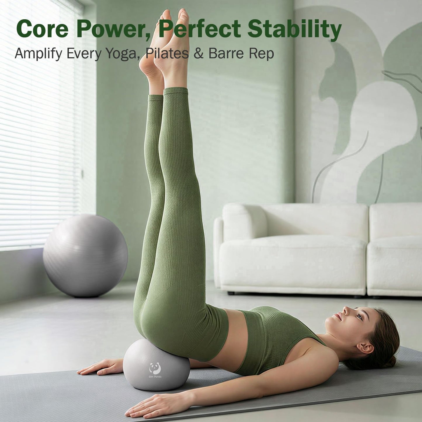Slim Panda Pilates Ball, 9 Inch Small Exercise Ball, Anti Burst Mini Yoga Ball for Stability, Workout, Barre, Core Strength, Physical Therapy, Balance, Stretching