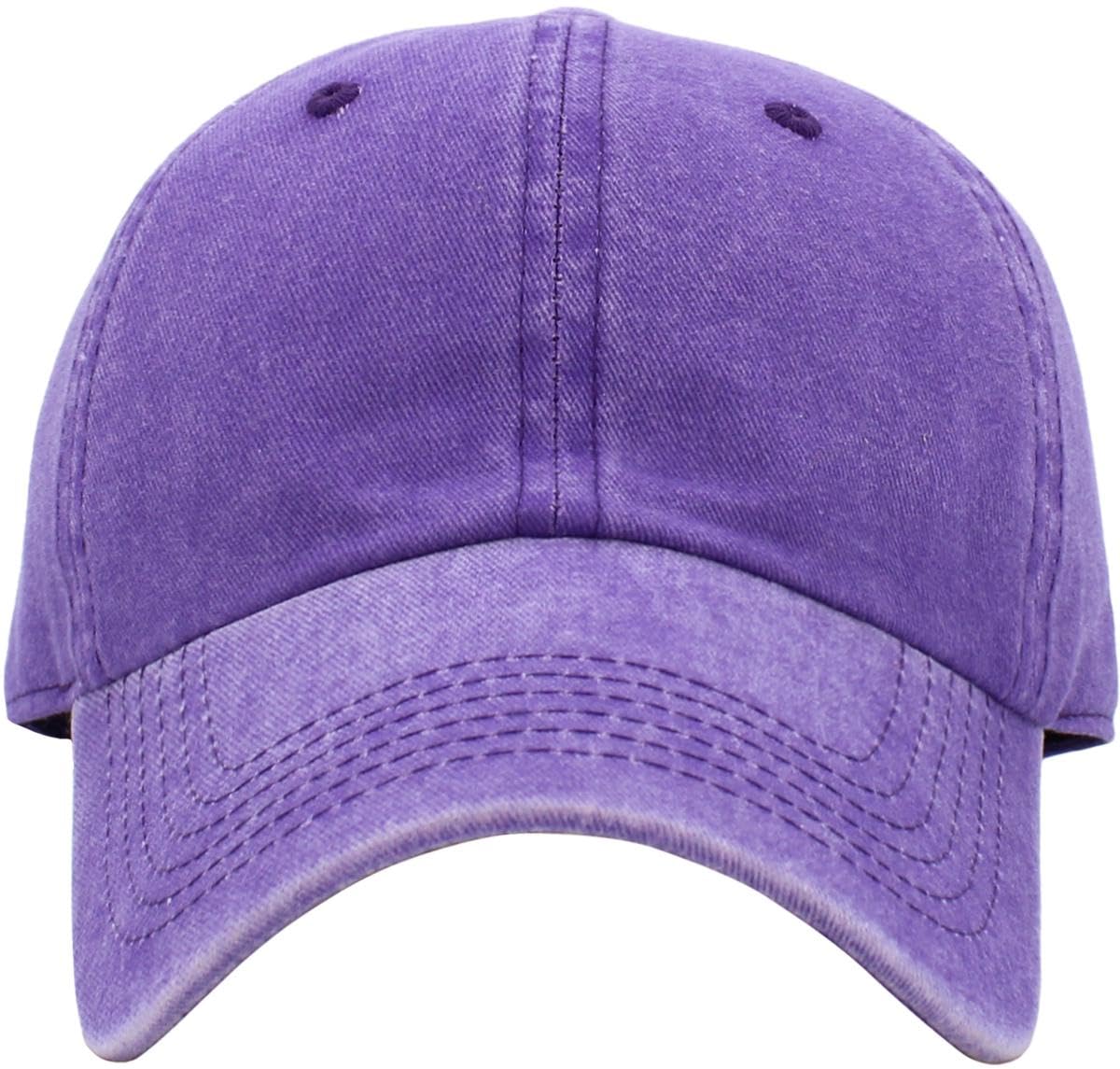 KB-PG-Low Washed Purple Original Classic Low Profile Cotton Hat Men Women Baseball Cap Dad Hat Adjustable Unconstructed Plain Cap