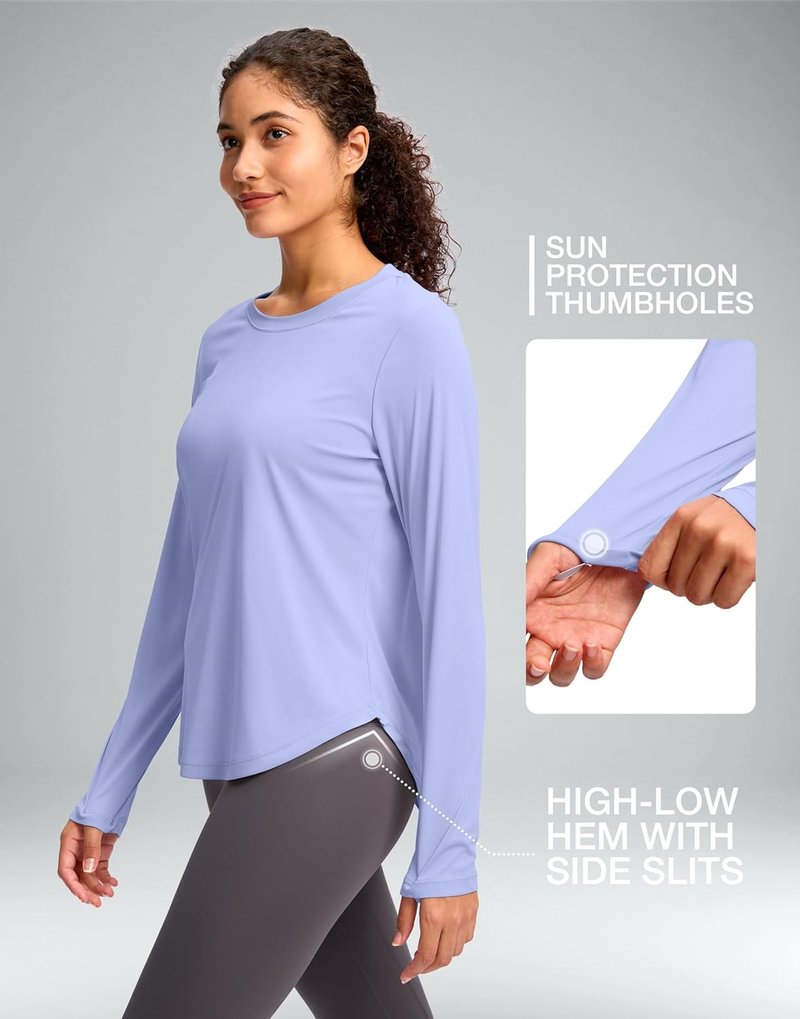 UPF 50+ Women's Sun Protection Shirt - Lightweight Long Sleeve Rash Guard for Hiking & Workouts