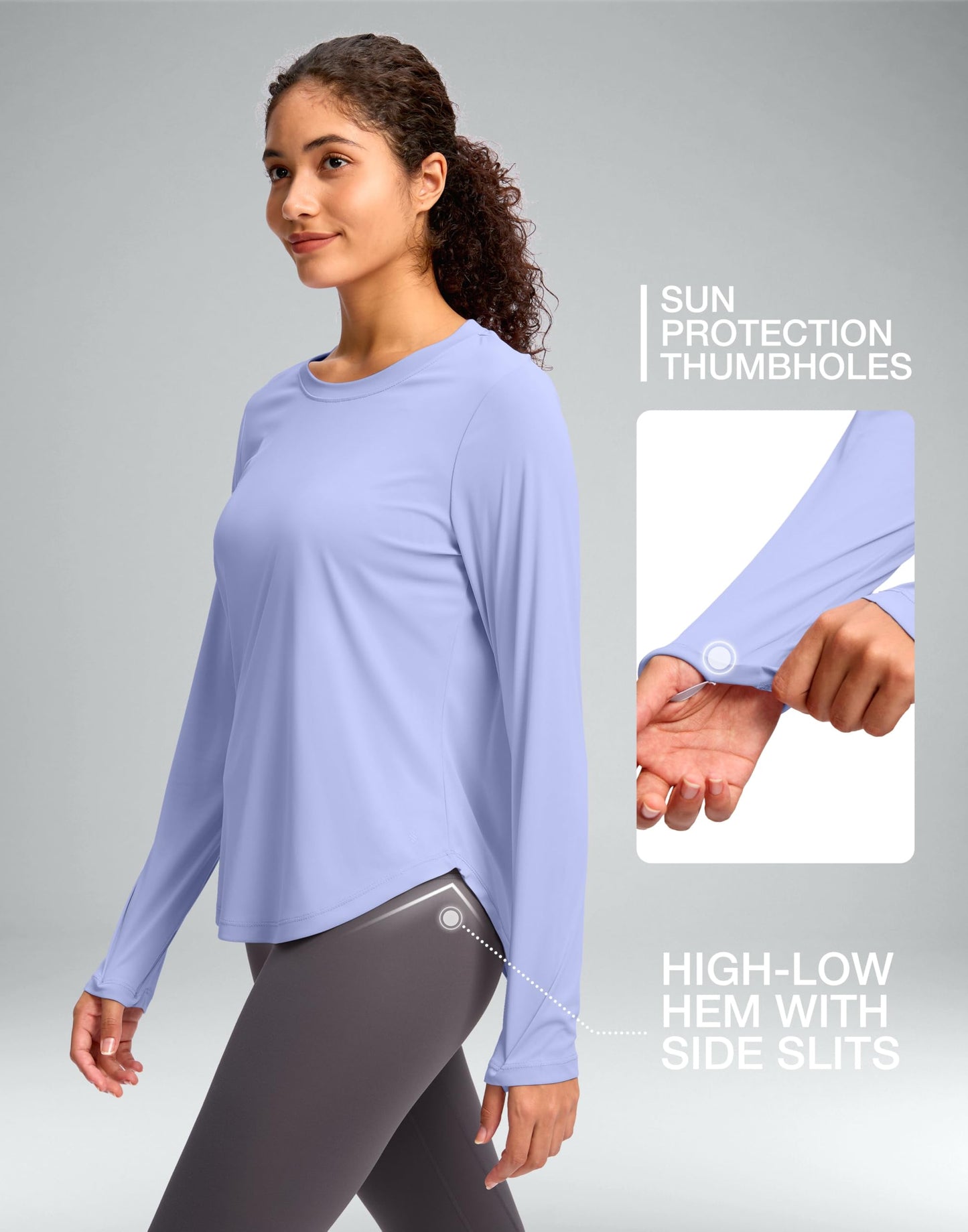 Soothfeel Women's UPF 50+ Sun Shirts Long Sleeve SPF UV Protection Rash Guard Lightweight Quick Dry Hiking Workout Tops Snow_blueXXXL