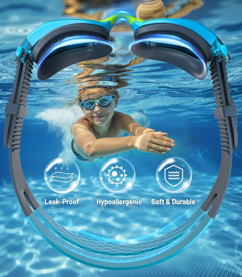Kids Swim Goggles - Anti-Fog UV Protection & Leakproof Design | Adjustable Strap for Ages 6-14