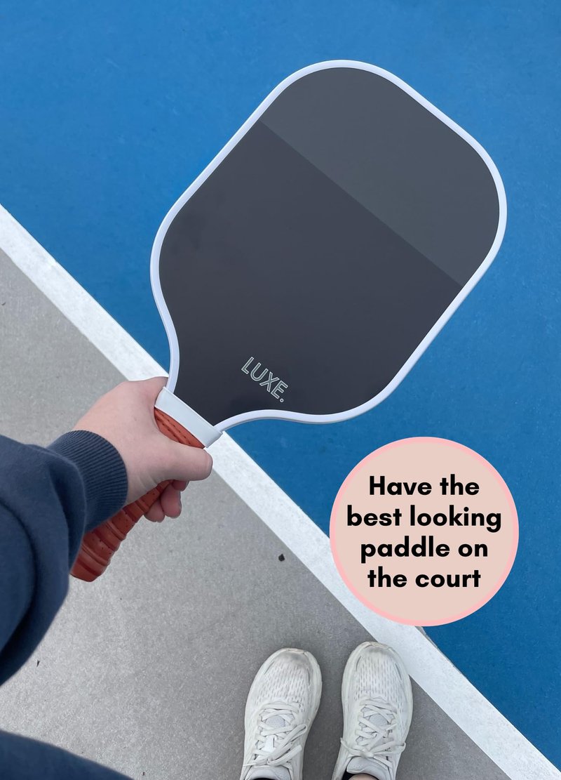 LUXE Pickleball Paddle | Leisure Edition | Cute, Fun, Stylish, Aesthetic Black Pickle Ball Paddles with Textured Fiberglass Surface for High Grit and Spin | Non-Slip, Comfortable Grip (Dipped Black)