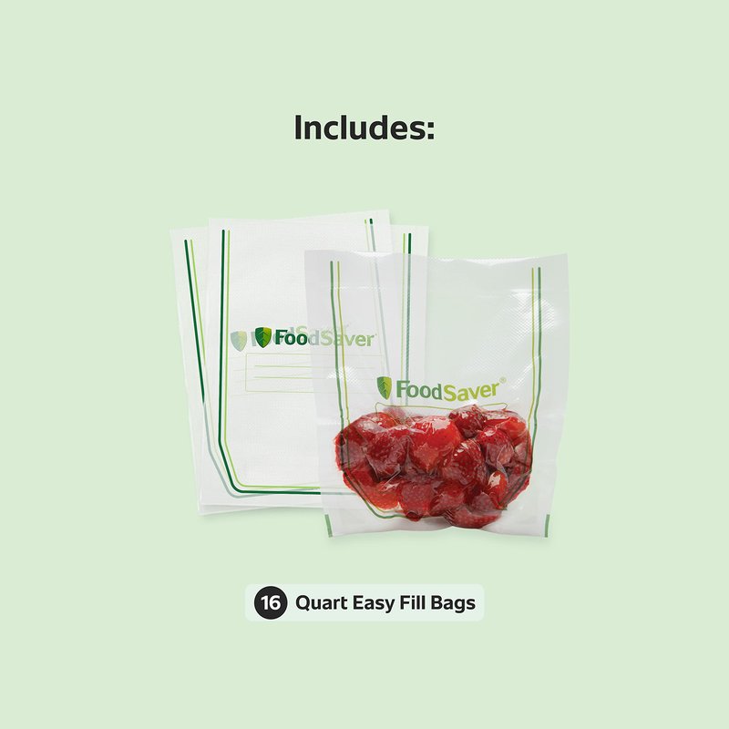 FoodSaver Easy Fill 1-Quart Vacuum Sealer Bags | Commercial Grade and Reusable | 16 Count