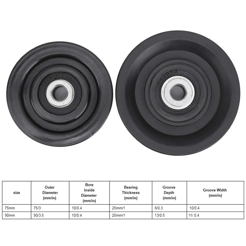 Keenso 10 Pcs/Set 75mm/2.95" Nylon Bearing Pulley Wheel,Abration Bearing Wheel for Home Gym Equipment Part Cable Machine