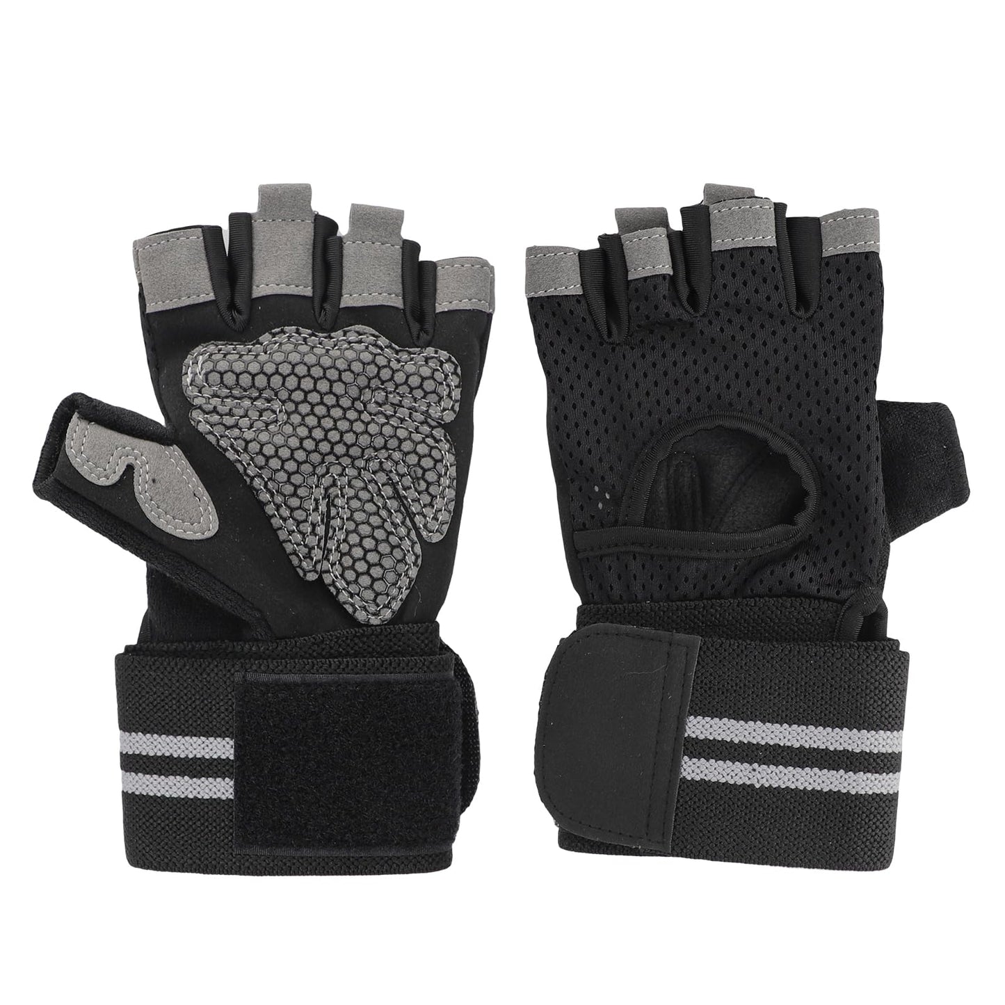 Greenery-GRE Workout Gloves with Wrist Support Weightlifting Gloves for Men Women Non-Slip Gym Gloves Fingerless Training Exercise Fitness (1, Black, X-Large-Men)