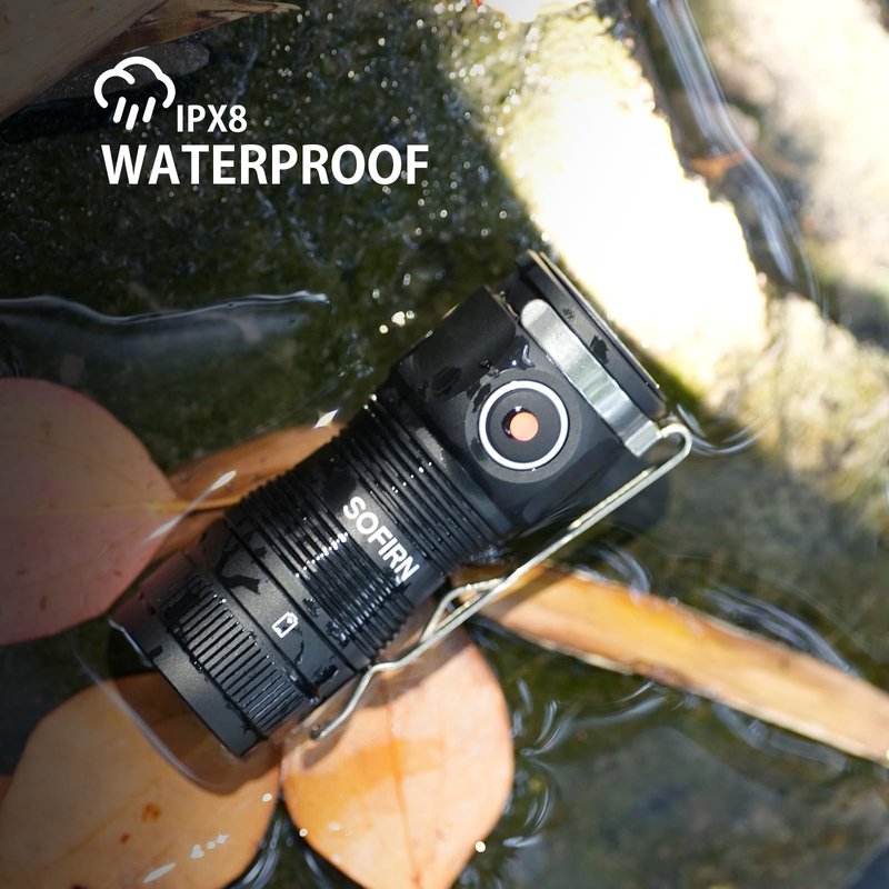 sofirn SC13A Rechargeable Mini Flashlight, Bright Flashlight 1300 Lumens, Andruril 2 UI, IP68 Waterproof, Pocket Flashlight for Everyday Carry Camping Hiking Exploring
