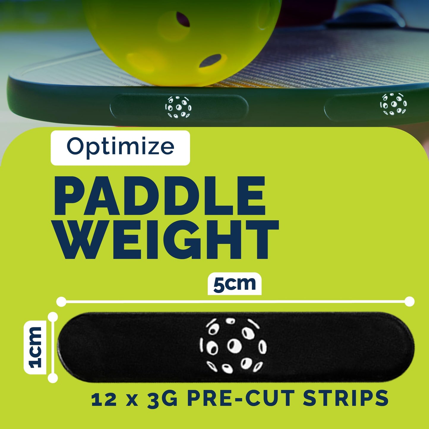 MIGHTY HALO Lead Tape for Pickleball Paddles | Pre-Cut 3g Strips | Plastic-Coated, High-Performance Adhesive Weights