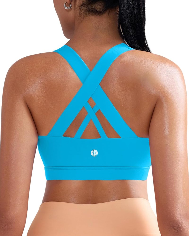 Sports Bras for Women - Padded Strappy Criss-Cross Back Medium Support with Removable Cups | Comfortable Fit