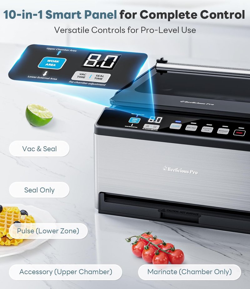 DualCore Vacuum Sealer - Commercial-Grade Chamber Sealer for Liquids & Sous Vide | 6L Capacity, Extra-Wide Bag Clamp