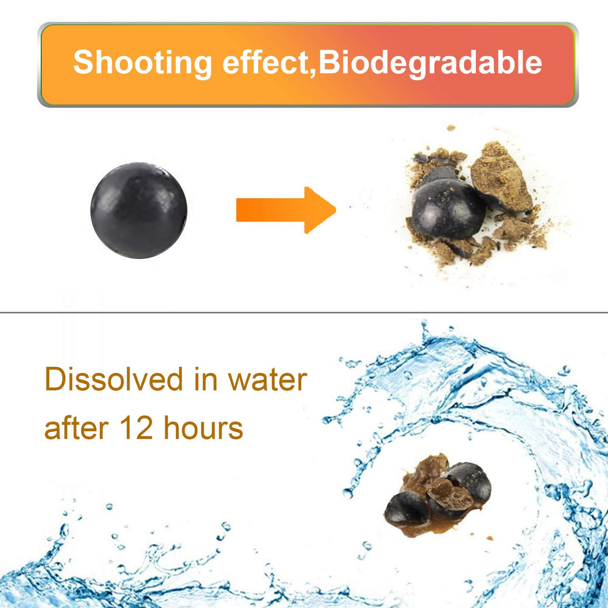 L Continue 1000 Pieces Diameter 1/2" Slingshot Ammo Biodegradable Hard Clay Ball - Coffee.