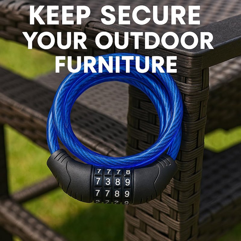 Bike Lock Cable 4 Ft Resettable Combination Bicycle Lock 10mm Steel for Bikes Scooters Gates Outdoor Use Blue
