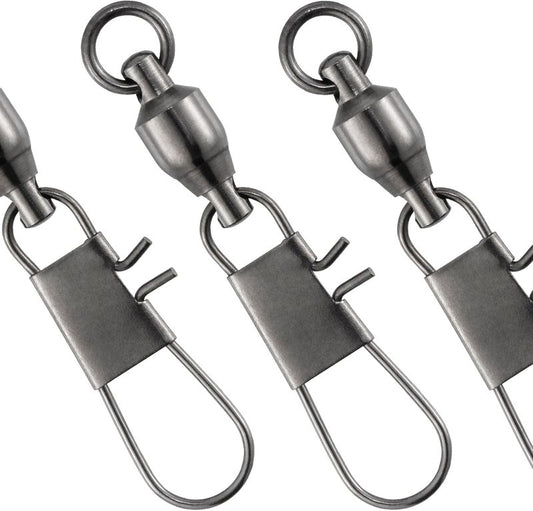 Dr.Fish 30 Pack Fishing Swivels - Stainless Steel Ball Bearing Clips for Saltwater & Freshwater | Interlock Snap Connector