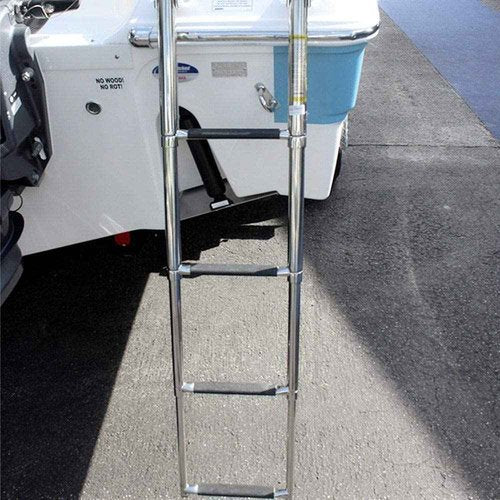 4 Step Ladder Stainless Steel Telescoping Extendable Ladder 600 Pound Capacity for Marine Yacht/Swimming Potoon Ladder