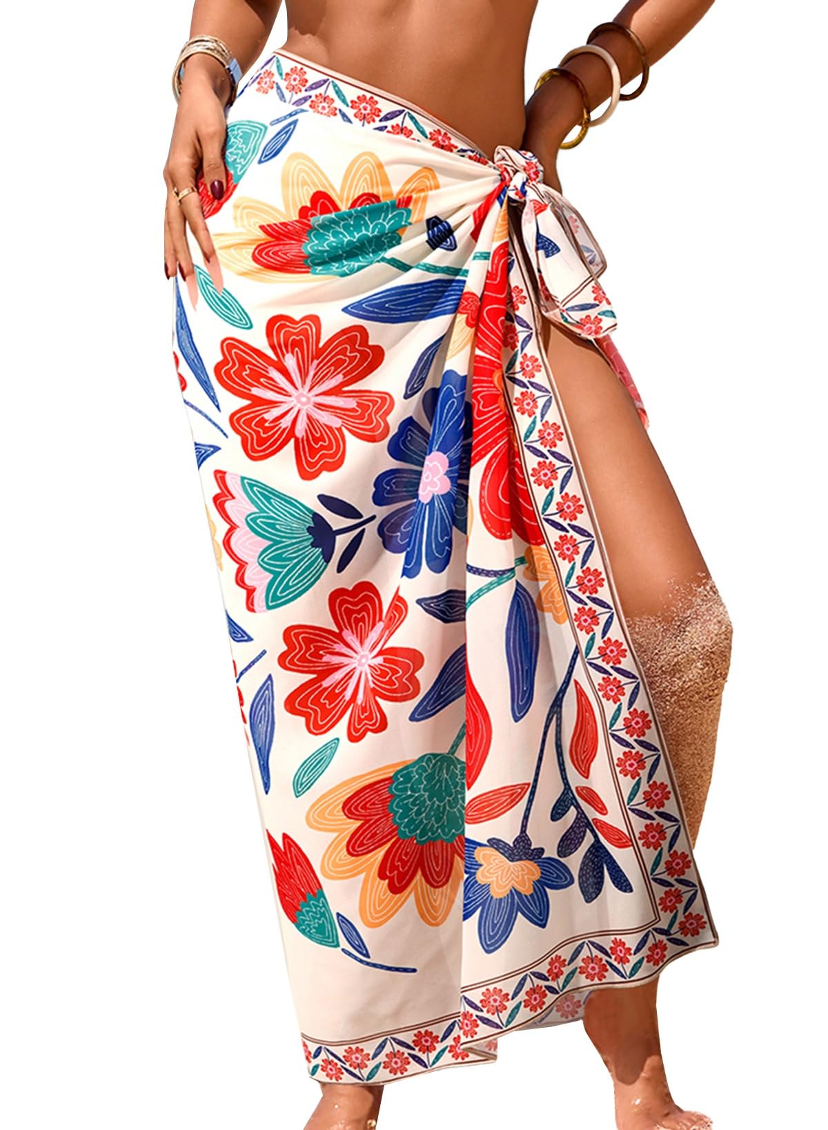 Herseas Women Lightweight Swimsuits Coverups Multicolor Floral Print Sarong