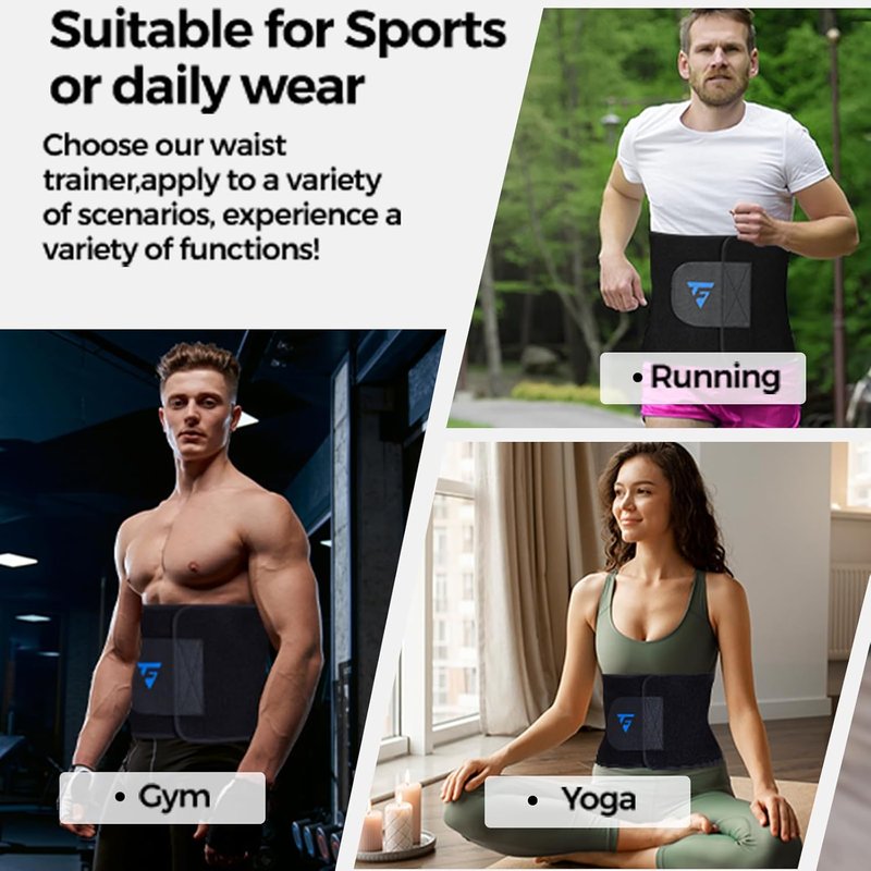 Waist Trimmer Belt for Men & Women - Sweat Band for Effective Stomach Weight Loss Workouts | Adjustable Fit