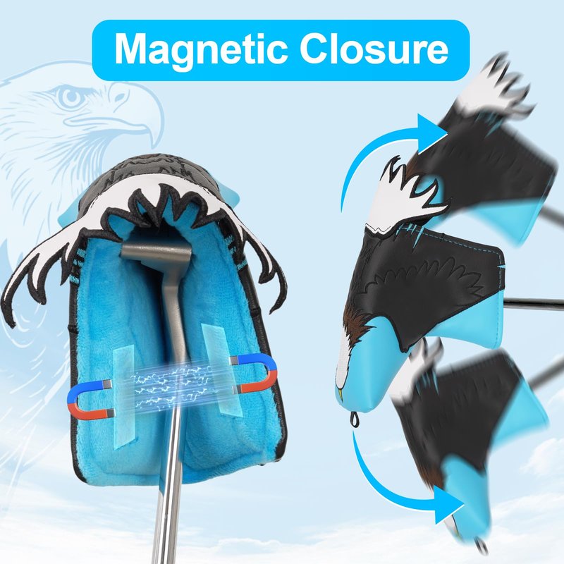 Eagle Blade Putter Cover Magnetic, Premium Leather Golf Putter Headcover for Odyssey Taylormade Scotty Cameron Ping PGX, Blue