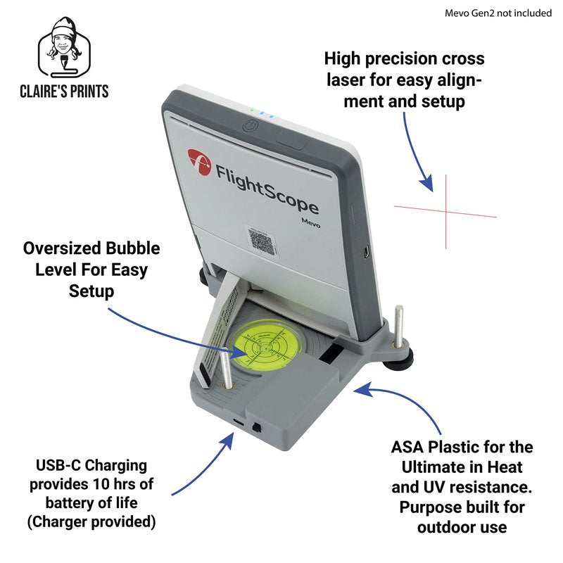 Laser Alignment & Leveling Stand for Mevo Gen 2 Launch Monitor – UV & Heat-Resistant ASA, Precision Leveling Base, Fast Setup for Indoor & Outdoor Golf