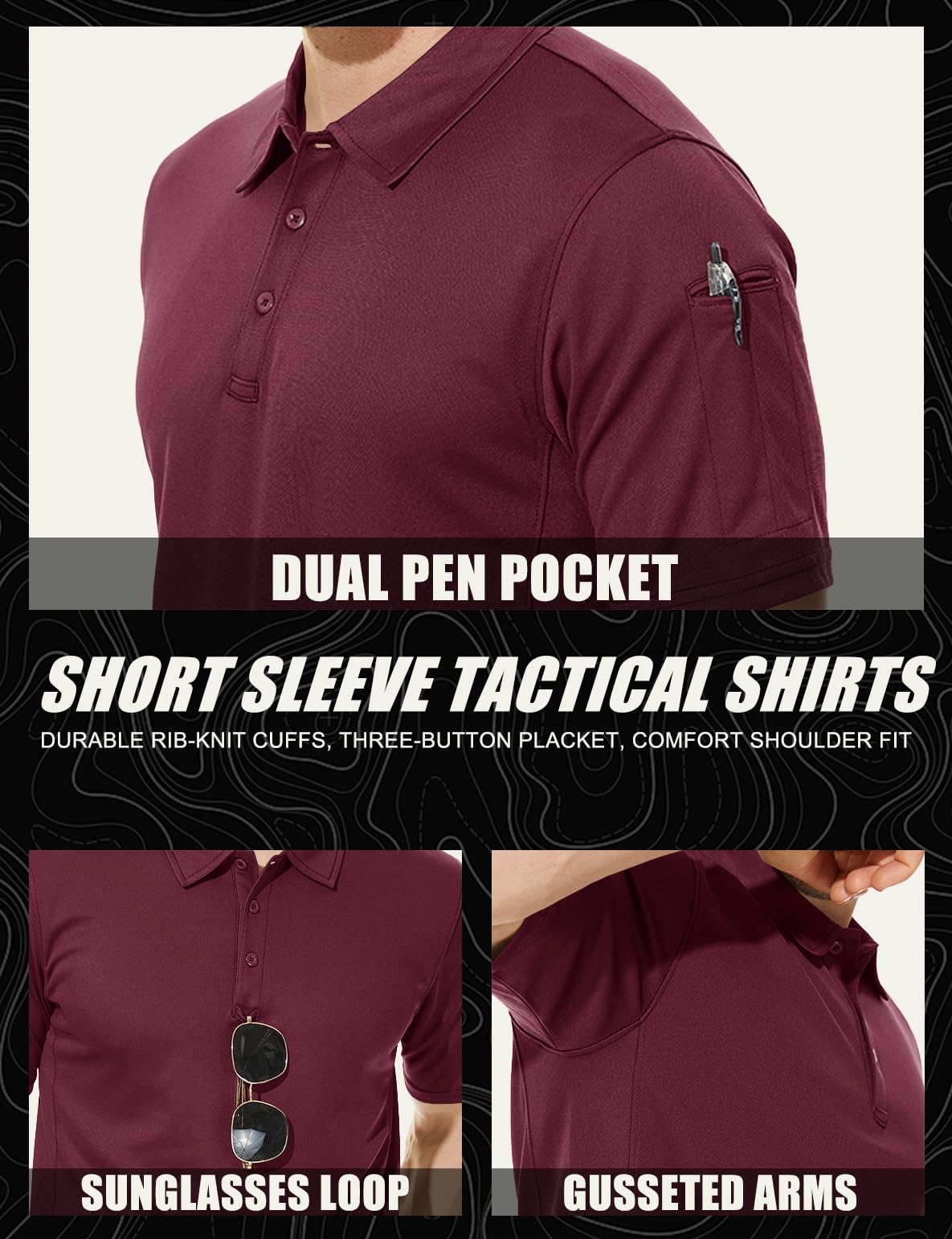MAGCOMSEN Polo Shirts for Men T Shirts Golf Shirts Fishing Shirts Military Shirts Tactical Shirt Short-Sleeve Work Polo Performance Quick Dry Jersey Polo Shirt for Men